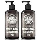 Viking Revolution - Mens Shampoo and Conditioner - Moisturizes and Strengthens - Shampoo Men and Conditioner with Vitamin B5, Biotin and Jojoba Oil - Eucalyptus and Peppermint - 17 Oz / 500ml Each