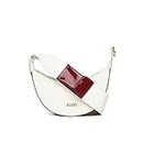 KLEIO Half Moon Croco Textured Elegant Sling Bag for Girls (White) with Pocket in Handle | Elegant Cross Body Bag for Women for Gifting & Everyday Casual Use