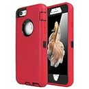 iPhone 6 Case, iPhone 6S Case [HEAVY DUTY] AICase Built-in Screen Protector Tough 3 in 1 Rugged Shorkproof Cover for Apple iPhone 6/6S (Black/Red)