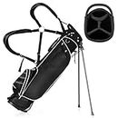 ULTIMATE Golf Stand Bag with 4-Way Top Dividers, Portable Ergonomic Golf Bag with 4 Zippered Pockets, Cooler Bag, Rain Hood and Dual Strap System, 3.5 LBS Lightweight for Men Women (Black)
