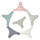 KNITLORD 6 Pack Women's Thongs Underwear Cotton Breathable Panties Hipster Bikini (S)