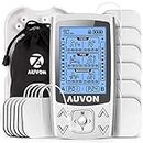 AUVON Dual Channel TENS EMS Machine for Pain Relief, 24 Modes TENS Unit Muscle Stimulator with 12pcs 2"x2" TENS Electrode Pads