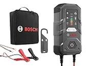 Bosch C70 Chargeur de batterie voiture - 10 ampères avec fonction de maintien, Pour batteries 12V/24V plomb-acide, EFB, GEL, AGM et VRLA