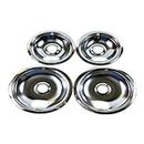 Hoadoek 4 Piece Range Drip Pans for Electric Stove As Shown Metal for W10196406, W10196405 Drip Pans(2Pcs 6Inch and 2Pcs 8Inch)
