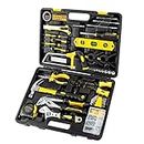 Cartman Yellow 218Piece Tool Set General Household Hand Tool Kit with Plastic Toolbox Storage Case