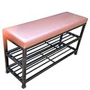 TRUPOT A One Steels Sitting Bench with Cushion & Double Shoe Rack