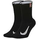 Nike Court Multiplier Cushioned Tennis Crew Socks (2 Pairs) (Black/White, m)