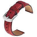 Gerbgorb Genuine Leather Watch Strap Compatible with Samsung Galaxy Watch 42mm/Gear S2 Sport, 20mm Quick Release Watch Band for Huawei Smart Watch, 20mm Red+Silver Buckle