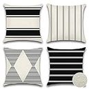 OTOSTAR Pack of 4 Outdoor Pillow Covers 18x18 Inch Waterproof Modern Geometry Decorative Throw Pillow Cases Square Cushion Cases Garden Pillows Shell for Couch Patio Furniture Tent Balcony (Black)