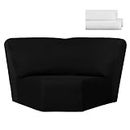 Weysat Corner Sofa Cover Milk Silk Stretch Corner Couch Cover Furniture Protector for Living Room Sectional Recliner Sofa Slipcover Reclining L Shape Sofa Couch Additional Seat (Black)