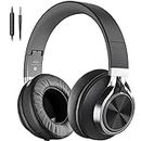 COOSII AC01 Over Ear Wired Headphones with Microphone, Corded Noise Isolating Stereo Headsets for Adults Teens with Long Cord Wire 3.5mm Plug for Cellphones, Tablets, Laptop, Chromebook (Black Grey)