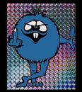 Old School Bmx Vintage Character Fuzzy Flip Off Guy Blue Sticker