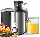 PureMate Juicer Machines, 600W Whole Fruit and Vegetable Juice Extractor, Centrifugal Juicer Machine, Stainless Steel Juicer with Two Speed Settings, BPA-Free, Easy Clean