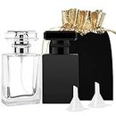 Luxsego Perfume Bottle Atomizer with Funnels, 30ML Refillable Perfume Spray Fine Mist, Empty Spray Bottle Flint Glass Cologne atomizer for Travel, Handbag or Date (Gift Bag Included) (Black+White)