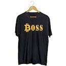 The Boss of Bitcoin Black Round Neck T-Shirt for Boy's (Medium)