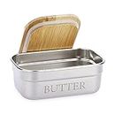 SUMNACON Stainless Steel Butter Holder Container with Lid, Countertop Butter Dish Keeper Holds 1 West Coast Butter, Household Kitchen Butter Keeper for Refrigerator, Dishwasher Safe (15*9.6*6cm)