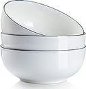 Qinlang 60 Ounces Large Soup Bowl, 8 Inches Pho Bowls, Large Ramen Bowls Set of 3, Off-White Porcelain Big Serving Bowls for Salad and Kitchen