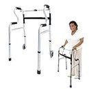 Eosprim Foldable Walkers with Wheel, Folding Walker for Seniors, Lightweight Height Adjustable Upright Rolling Walker, Mobility & Daily Living Aids Accessories for Elderly Handicap & Disabled