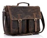 KomalC 18 Inch Leather briefcase Laptop Messenger Bags for Men and Women Best Office Satchel Bag