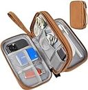 Electronic Organizer Travel Cable Accessories Case, Electronic Organizer Bag, Waterproof Electronic Accessories Organizer Case for Power Bank, Charging Cords, Chargers, Earphone, USB Cable - Brown
