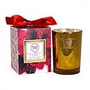 HB Health Beauty BOTANICALS Amaryllis Rouge Luxury Soy Wax Candle/7.5 oz/Highly Fragranced/Wood Wick/Gold Embossed Gift Box/Satin Ribbon