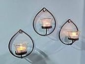 Pikify Iron Wall Art Tealight Hanging Candle Holder, Pack of 3