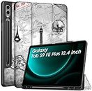 Robustrion Cover for Samsung Galaxy Tab S9 FE+ 12.4 inch Cover Case Flip Stand Back Cover [S Pen Holder] for Samsung Galaxy Tab S9 FE Plus 12.4 inch/Tab S9+ Tablet Cover [Auto Sleep/Wake] - Eiffel