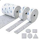 Vicloon Furniture Pad, DIY Furniture Felt Pads Felt Strip Roll, Self Adhesive Floor Protector Pad including 120cm x 10cm*1 Set and 120cm x 2cm*2 Sets, Heavy Duty Felt Tape for Chair Table (Light Gray)