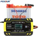 FOXSUR 12V 24V 8A Pulse Repair Charger with LCD Display Motorcycle & Car Battery Charger AGM Deep