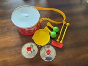 Vintage Fisher Price Kids Drum & Musical Instruments Set (1979) Cracked lid