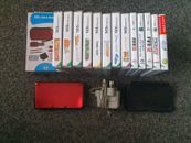 Nintendo 3DS Metallic rote Handheld-Konsole, 1 3DS/2DS Spiele, Ladegerät, Zubehör