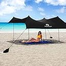 Tenda parasole da spiaggia Red Suricata per la famiglia - Protezione UV UPF50 - Tenda con 4 pali in alluminio, 4 ancoraggi per palo - Baldacchino per riparo grande e portatile - Gazebo Cabana
