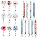 Nurses Week Gifts, 18 PCS Nurse Accessories for Work, Thank You Nurse Badge Reels and Retractable Nurse Pens, Badge Holder with Clip Nurse Ballpoint Pen ID Card Holder for Nurse Appreciation Gifts