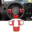 JeCar Red Interior Steering Wheel Decoration Trim Kits For Jeep Wrangler 2011-2017 JK Unlimited Patriot Compass & Grand Cherokee 2011-2013