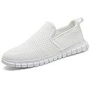 Oltyutc Men's Trainers Sports Gym Running Shoes Breathable Loafers Sneaker Casual Athletic Tennis Shoes White Size 7