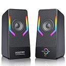 RGB Computer Speakers with 7 Color LED Backlit, 10W Subwoofer Gaming Speakers, 2.0 CH Stereo and, USB Powered Speakers for PCs, Desktop,Laptop, Monitor,Tablet,Phone, Volume Control