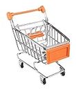 CRBoutique Mini Miniature Desktop Desk Supermarket Top Organizer Shoppingcart Utility Shopping Cart (Orange)