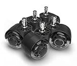 Slipstick Premium Rubber Office Chair Caster Wheel Replacements (Set of 5) All Hard Surface Floors Carpet, Heavy Duty 2 Inch Twin Rollerblade Chair Wheels with Universal Fit 7/16” Stem, CB684, Black