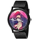 AROA Watch New Watch for One Piece Luffy Cape Aesthetic Luffy Model : 642 Black Metal Type Analog Black Strap Watch Violet Dial for Men Stylish Watch for Boys