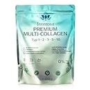 INTEROSA Collagen Pulver 500 g - Multi Kollagen Complex 5 Typen: 1, 2, 3, 5, 10 - hochwertige Eierschalenmembran Peptide - geschmacksneutral
