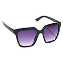 Haute Sauce Women Black Oversized Sunglasses | Purple Lens sunglasses for women | Goggles, Shades, Eyewear, Chasma, Glares for women | accessories for women | Cool, Funky, Stylish ladies sunnies