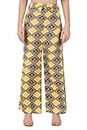 KR Collection/Loose Fit Flared Wide Leg Palazzo Pants for Women/Denim Cotton Fabric Palazzo/Elastic Band Flaired Palazoo (Waist Size 34IN to 42IN) (Light Yellow)