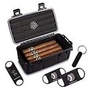 Mantello Cigars Case - For 10 Cigars- Includes 2 Ring Cigar Cutters, 1 V-Cut Cutter and 1 Cigar Punch, Crush-Proof Cigar Travel Case