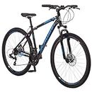 Schwinn GTX 2.0 Comfort Adult Hybrid Bike, Dual Sport Bicycle, 18-Inch Aluminum Frame, 21-Speed Trigger Shifters, Black/Blue