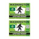 Two Pack Washington Bigfoot Hunting Permit Sticker Die Cut Decal Sasquatch Lifetime FA Vinyl