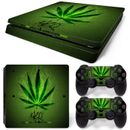 green Marijuana Skin Sticker Decal for PS4 Slim Playstation 4 Console Controller