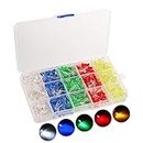 REES52 500pcs LED Diode Lights, 5 Colors×100pcs 5mm Light Emitting Diodes LED Assortment Kit Electronics Components, Diffused Round Light Bulb for Arduino, White Red Orange Green Blue
