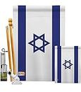 Americana Home & Garden Israel Bandera de Israeli Banner Bracket Set Flag Wooden Poles for Outside House Wood Stand Outdoor Garden Wall Tapestry Sign Grandma Gifts Home, Jewish Decorations Made In USA