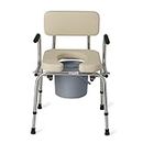 Medline Drop Arm Commode with Padded Seat and Backrest, Durable Toilet Chair for Adults and Seniors, Removable Pail, Splash Guard, Drop Down Arms for Easy Transfer, 350 lb. Weight Capacity, Tan