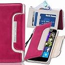 numia Nokia Lumia 1520 Hülle, Handyhülle Handy Schutzhülle [Book-Style Handytasche mit Standfunktion und Kartenfach] Pu Leder Tasche für Nokia Lumia 1520 Case Cover [Pink-Weiss]